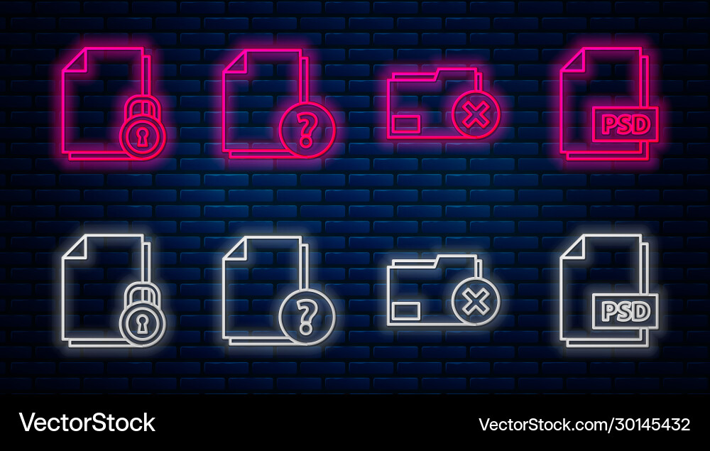 Set line unknown document delete folder Vector Image