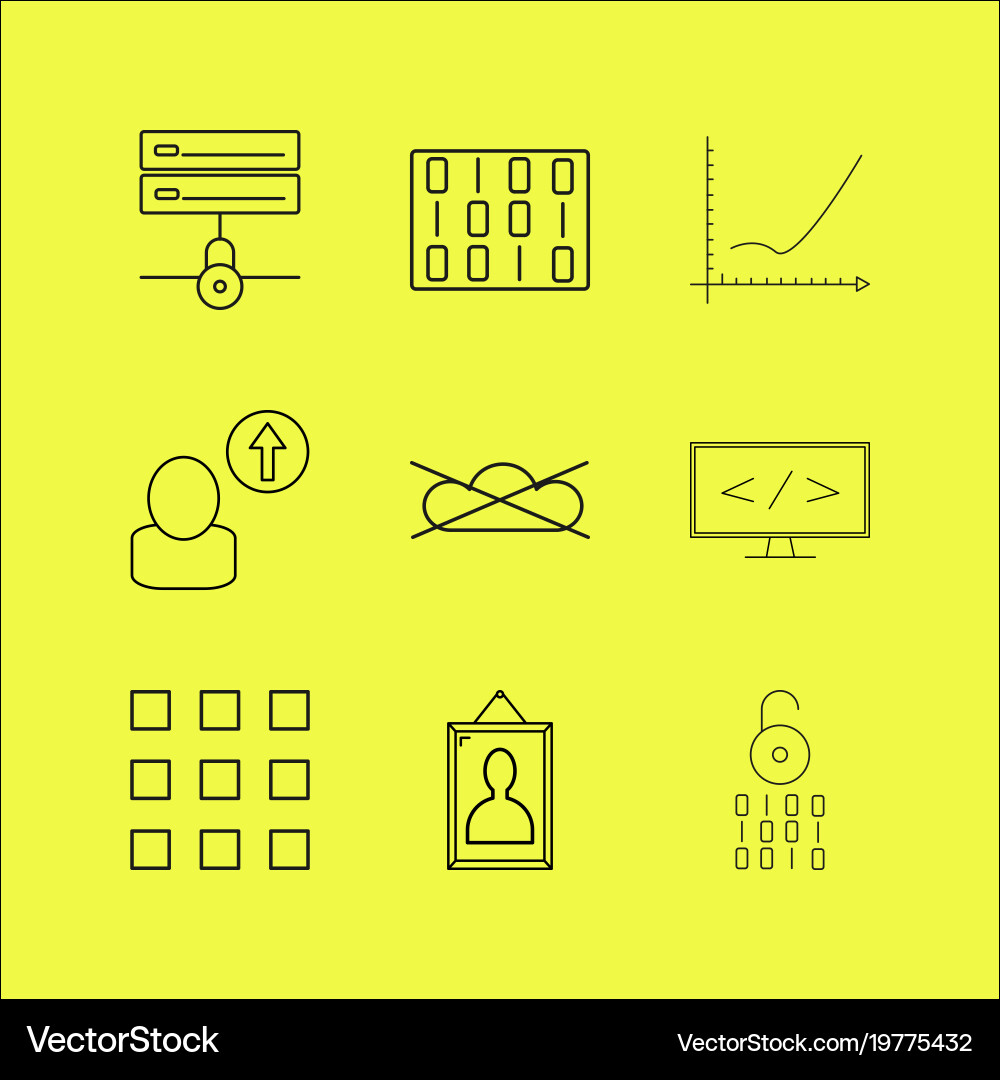 Web linear icon set simple outline icons Vector Image