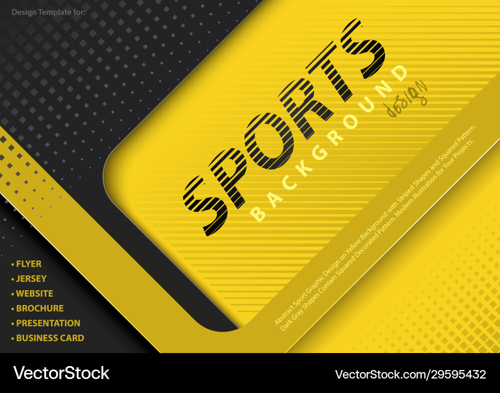 Yellowblack background in sport design style Vector Image