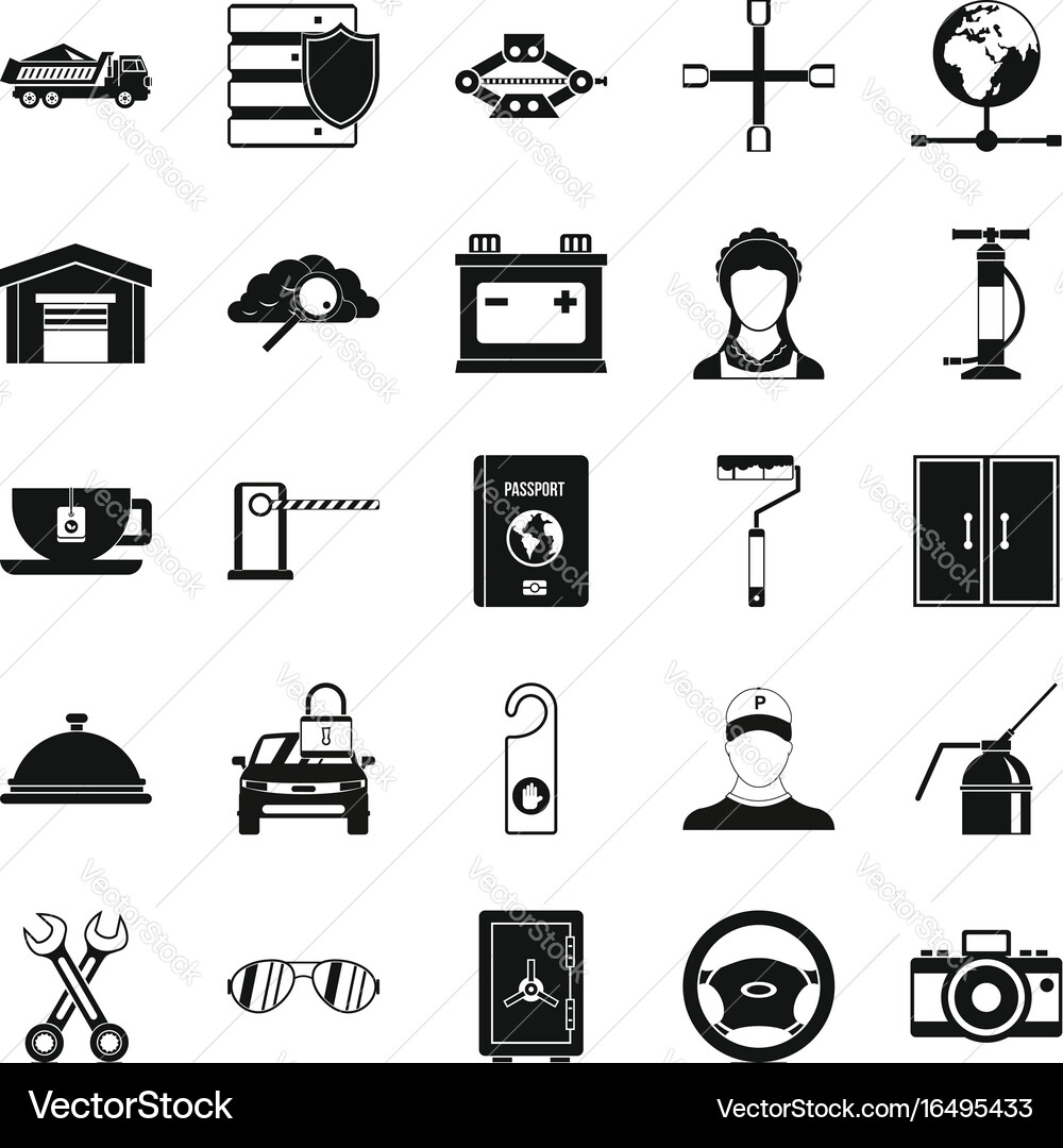 Adjustable wrench icons set simple style Vector Image