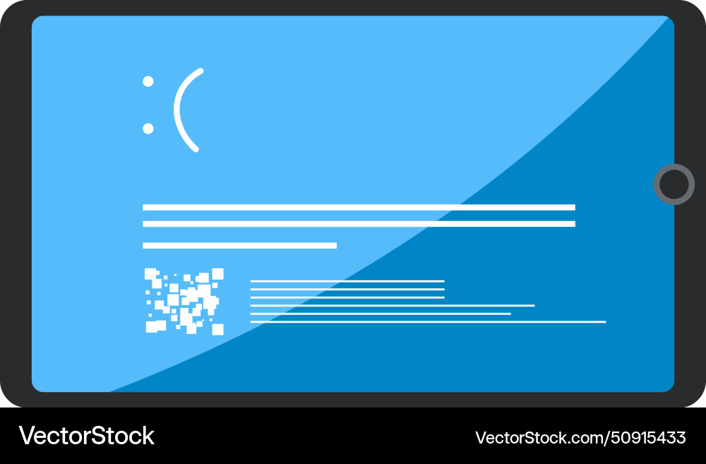 Broken electronic device tablet showing error Broken electronic device tablet showing error vector image