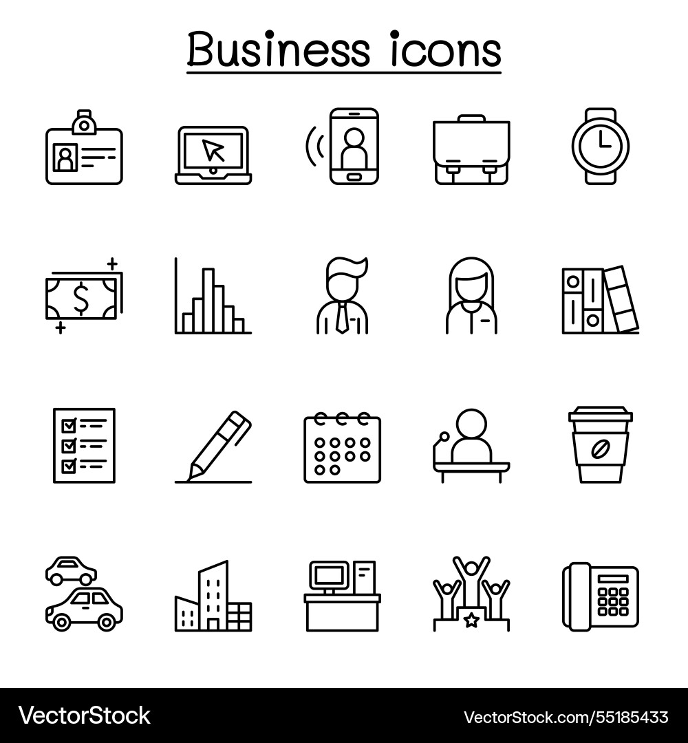 Business icon set in thin line style Business icon set in thin line style Vector Image