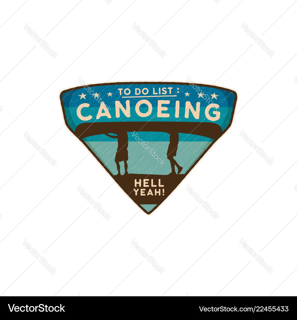 Canoeing logo emblem vintage hand drawn travel vector image