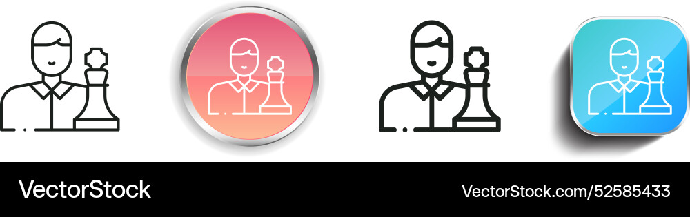 Chess player icon thin linear regular and button vector image