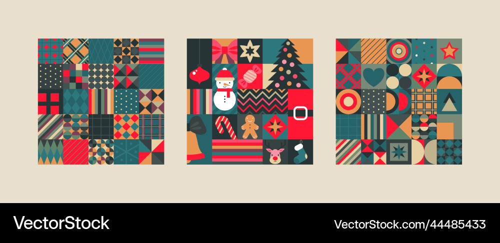 Christmas Seamless Pattern Set vector image