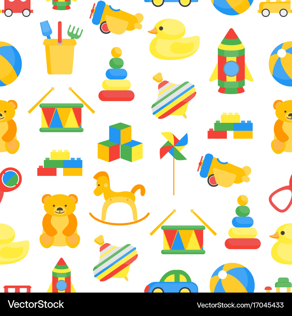 Colorful Toy Pattern - Kids Background Vector Image