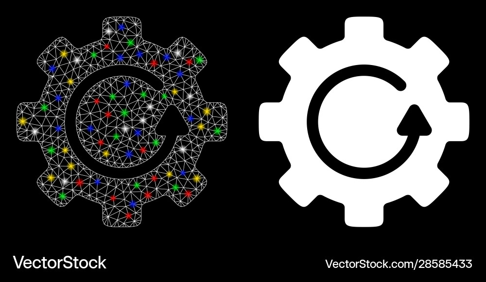 Flare mesh network gear rotation icon with Vector Image