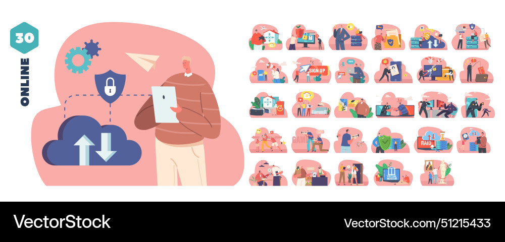 Isolated elements with characters depicting Isolated elements with characters depicting vector image