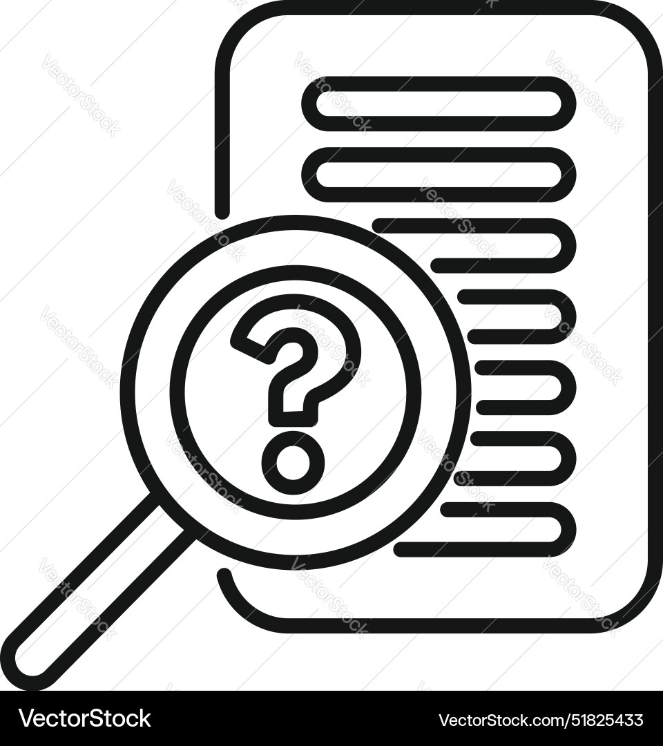 Magnifying glass analyzing document with question Magnifying glass analyzing document with question vector image