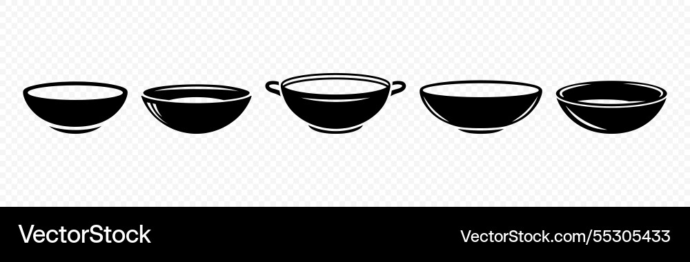 Minimalist Black Bowl Icons Vector Image