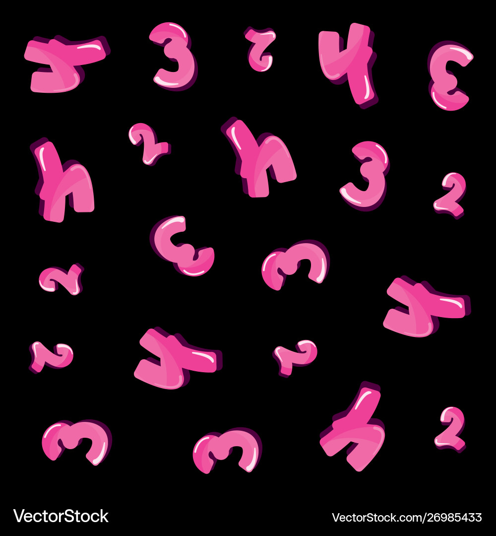 Pink numbers font glowing pattern background Vector Image