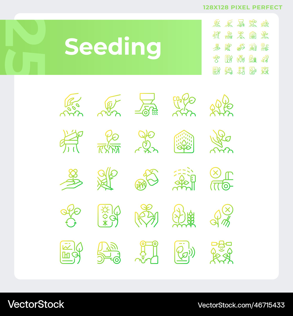 Seeding gradient linear icons set Seeding gradient linear icons set Vector Image