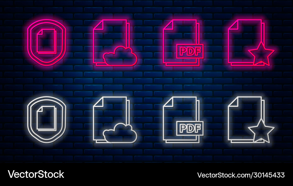 Set line cloud storage text document pdf file Set line cloud storage text document pdf file Vector Image