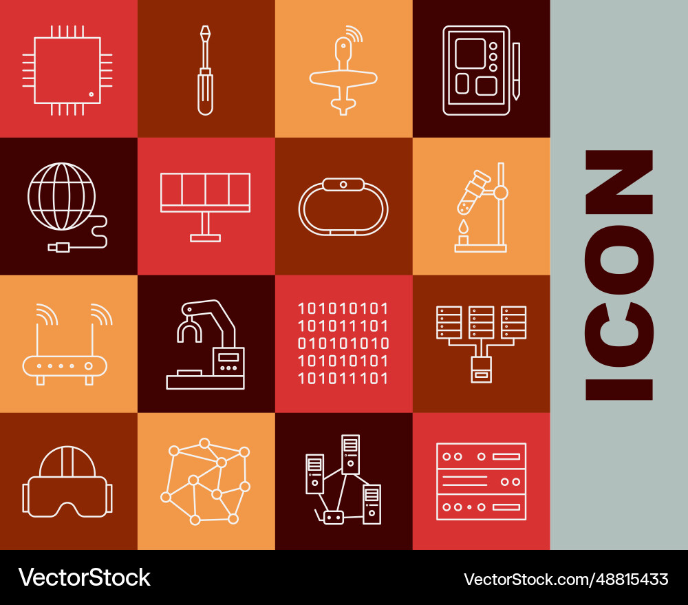 Set line server data web hosting test tube flask vector image