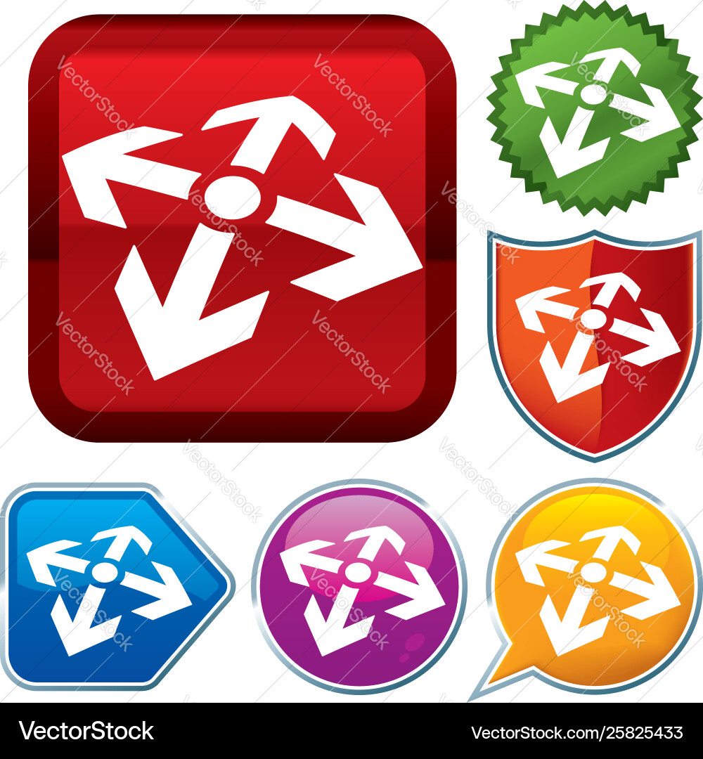 Set shiny icon series on buttons start point Vector Image