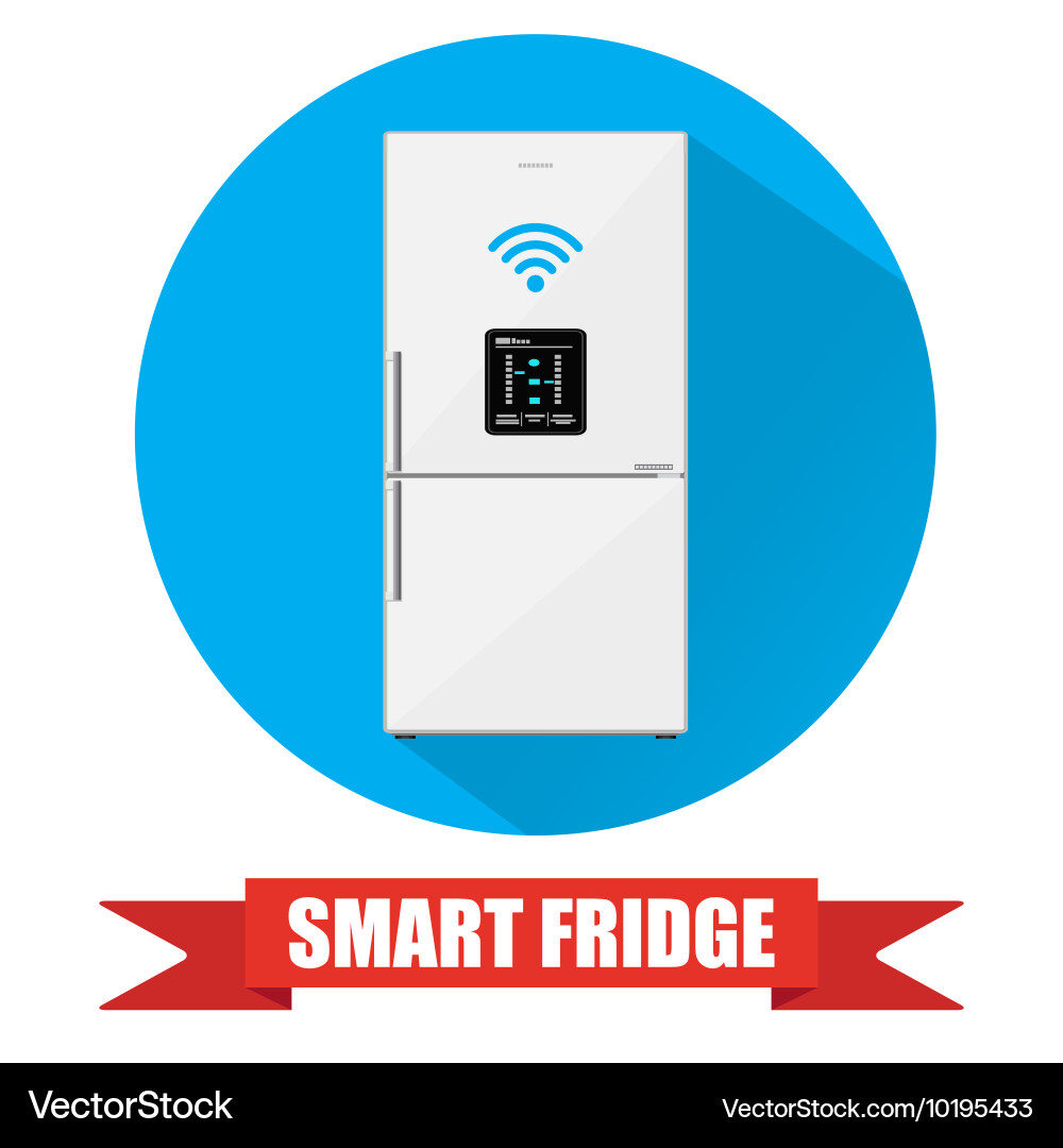Smart Refrigerator with LCD Display vector image