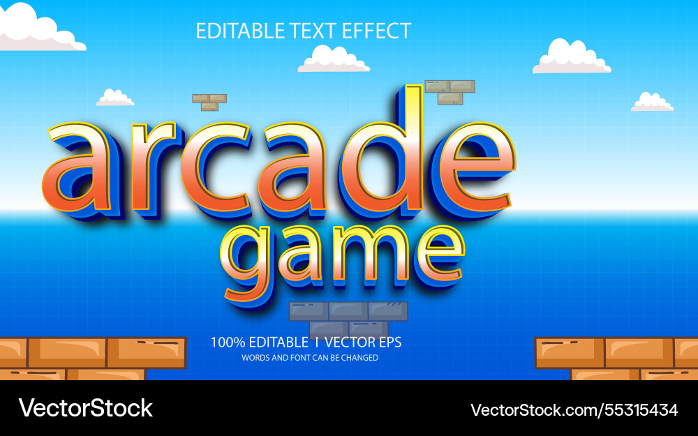 Arcade game text effect with modern style design Arcade game text effect with modern style design vector image