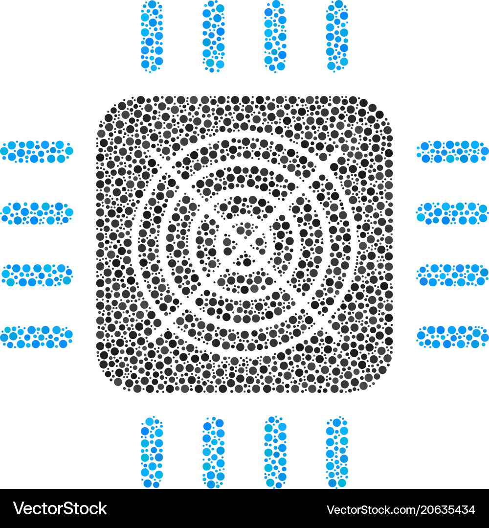 Asic processor mosaic of small circles Asic processor mosaic of small circles Vector Image