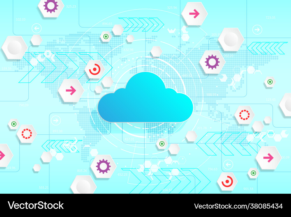 Cloud interface that shows data uploading Vector Image