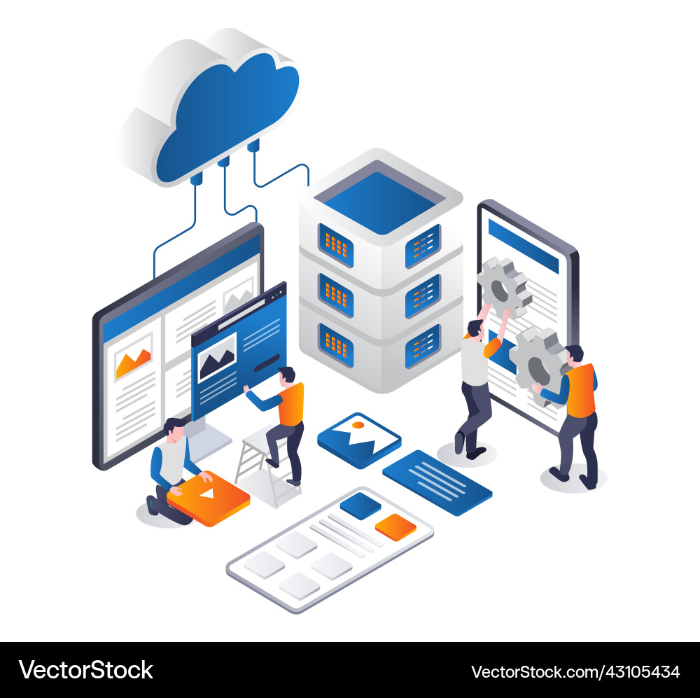 Cloud Server & Web Hosting Technology Vector Image