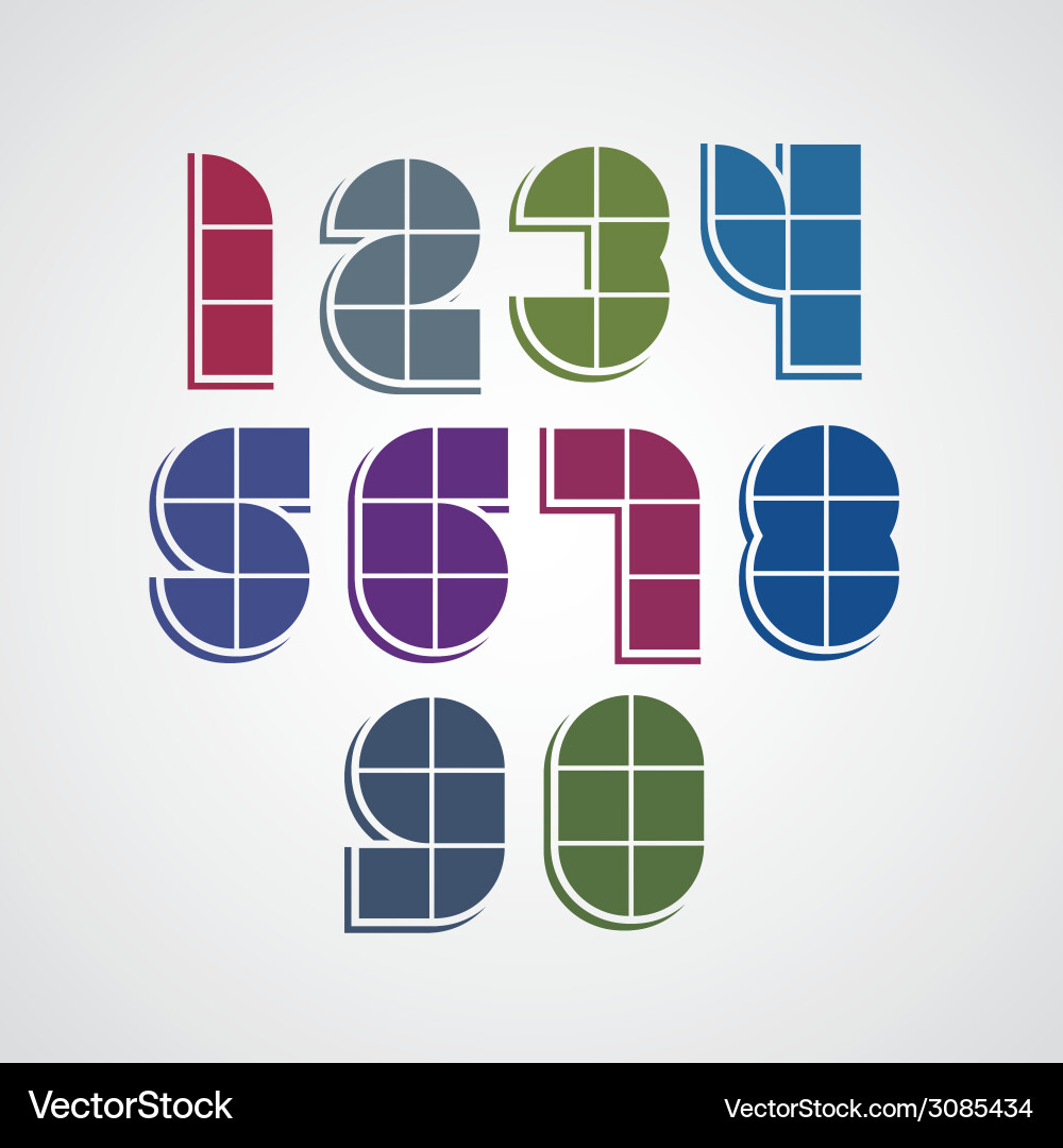Digital style simple geometric numbers made Vector Image