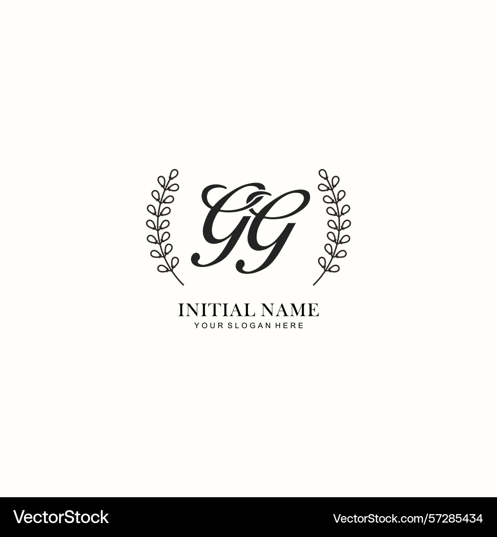 Gg initial logo templates with botanical elements Vector Image