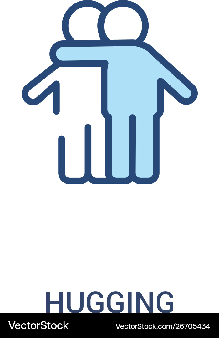 Hugging concept 2 colored icon simple line Hugging concept 2 colored icon simple line Vector Image