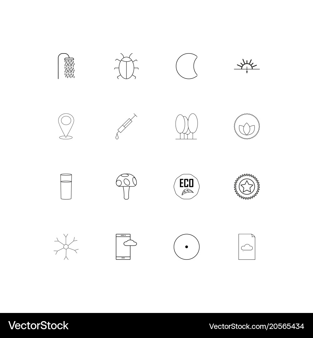 Nature simple linear icons set outlined Vector Image