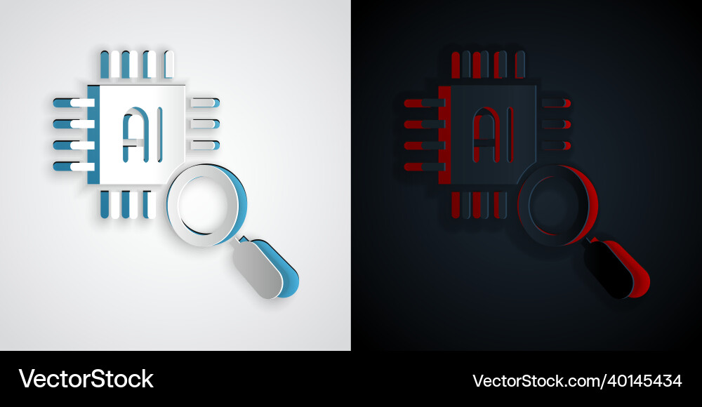 Paper cut computer processor with microcircuits Paper cut computer processor with microcircuits Vector Image