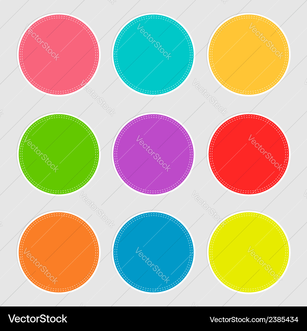Round tag label set with dash line in flat design Vector Image