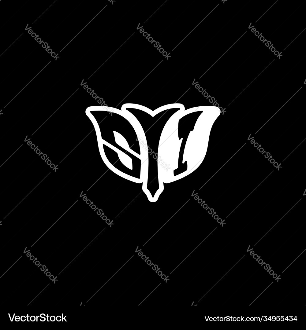 S i initials bow arrow simple modern minimalist Vector Image