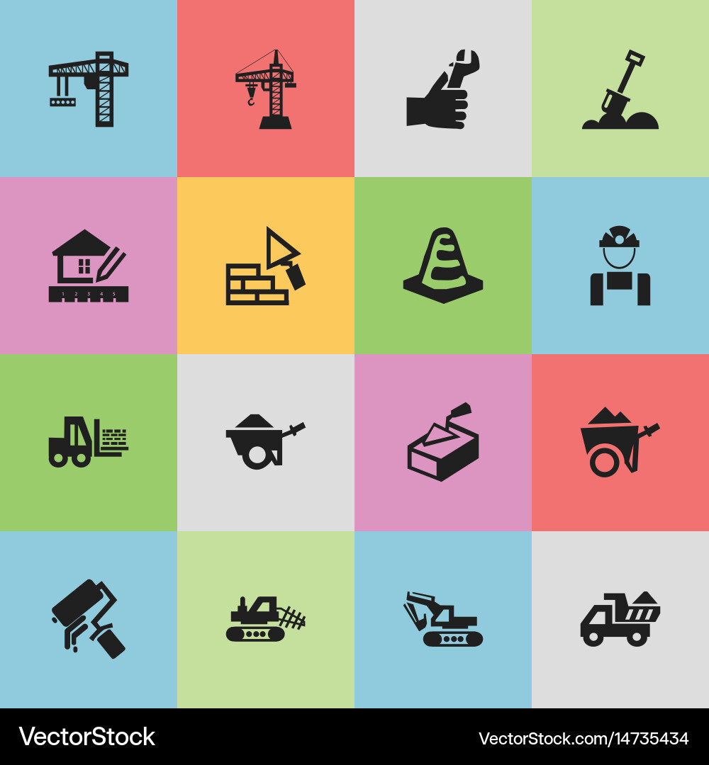 Set of 16 editable structure icons includes Vector Image