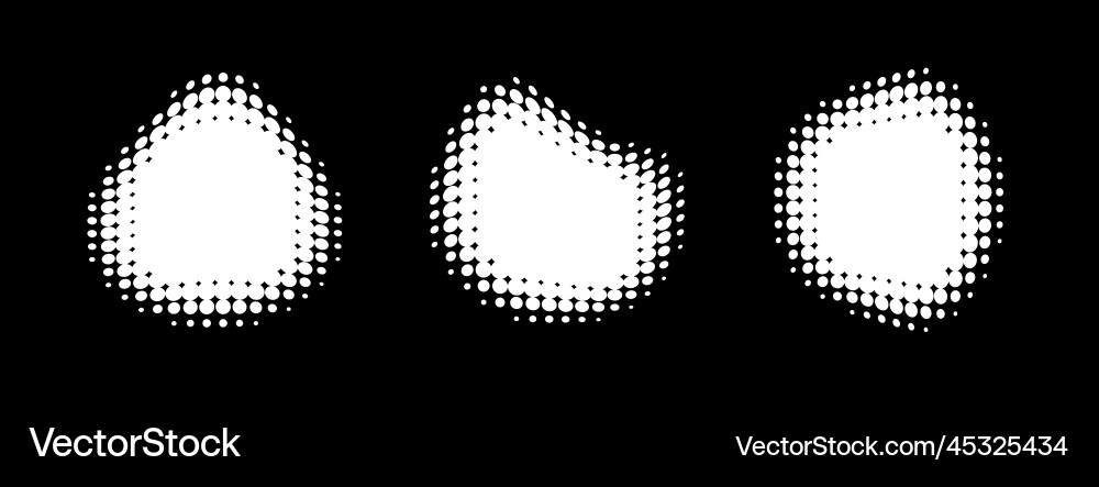 Set of white halftone dots curved gradient emblems Set of white halftone dots curved gradient emblems vector image