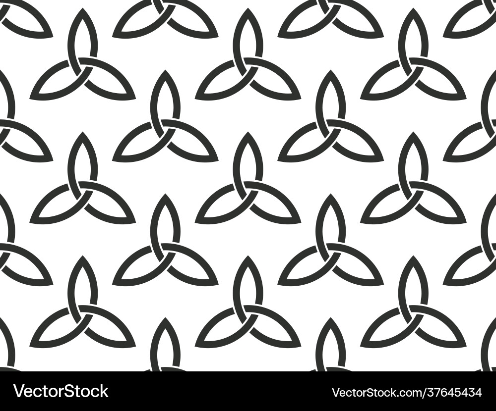 Triquetra seamless pattern black symbols isolated Triquetra seamless pattern black symbols isolated vector image
