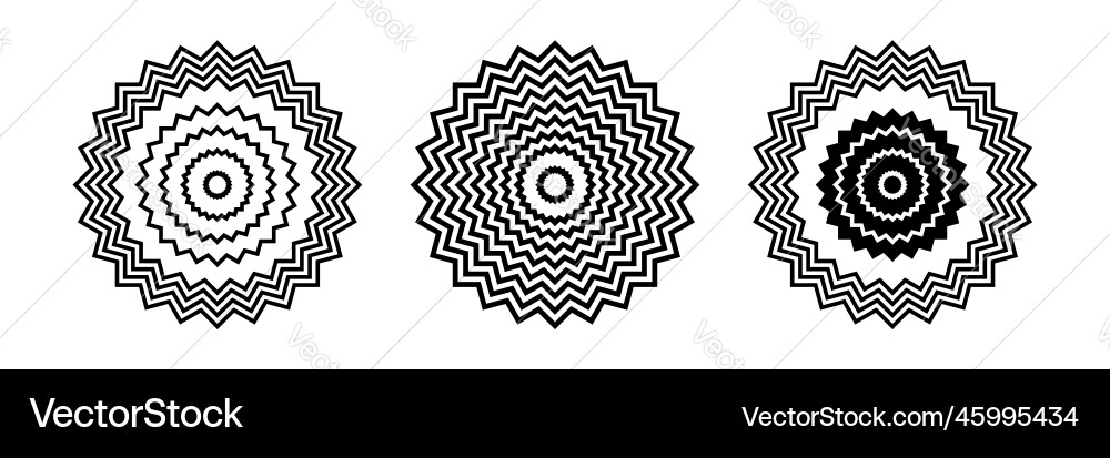 Zig Zag Circle Patterns - Geometric Vector Image