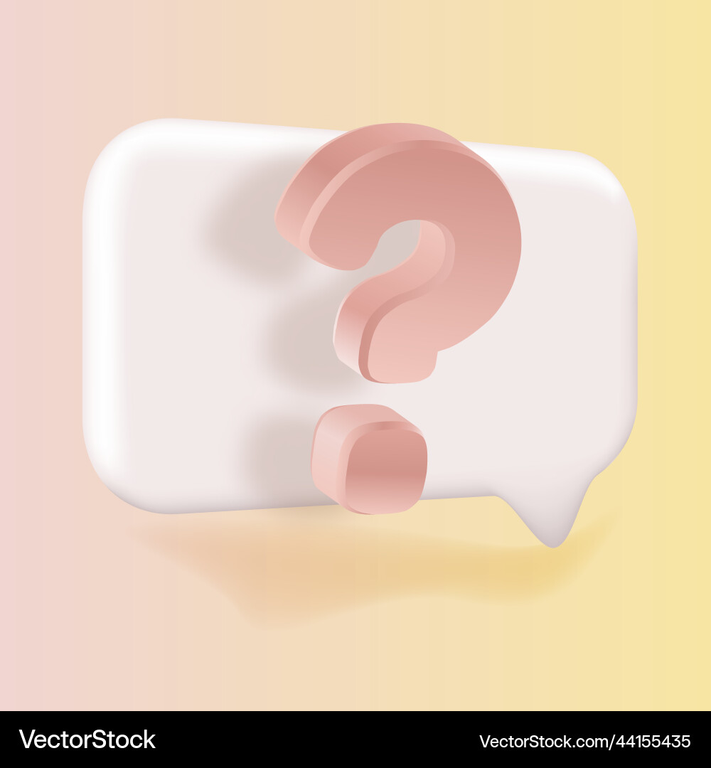 3d question mark icon sign or ask faq and qa vector image