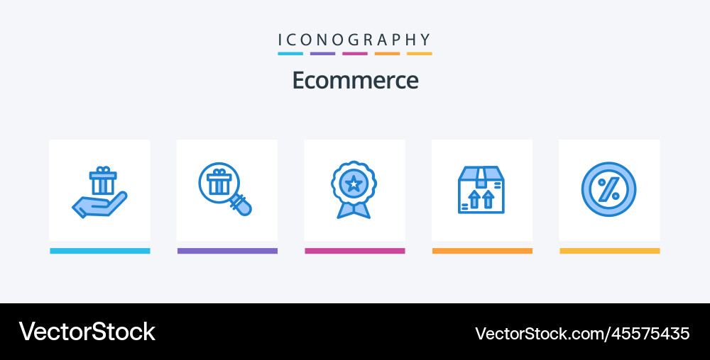 Ecommerce blue 5 icon pack including percent Vector Image