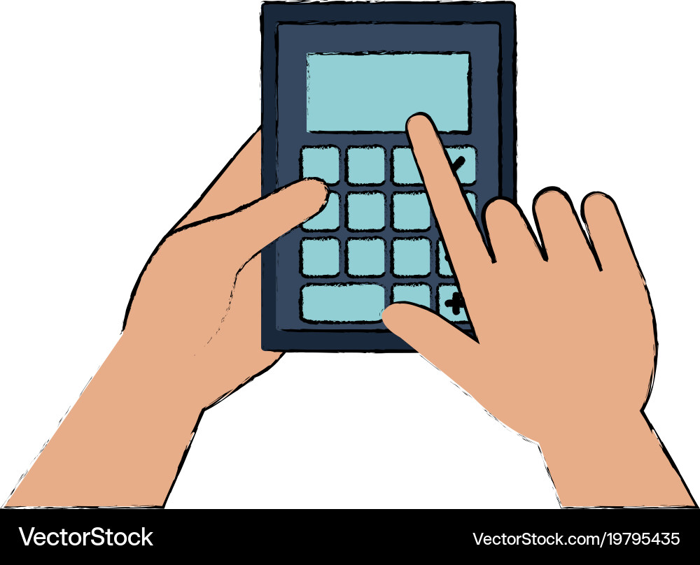 Hands with calculator math isolated icon Vector Image