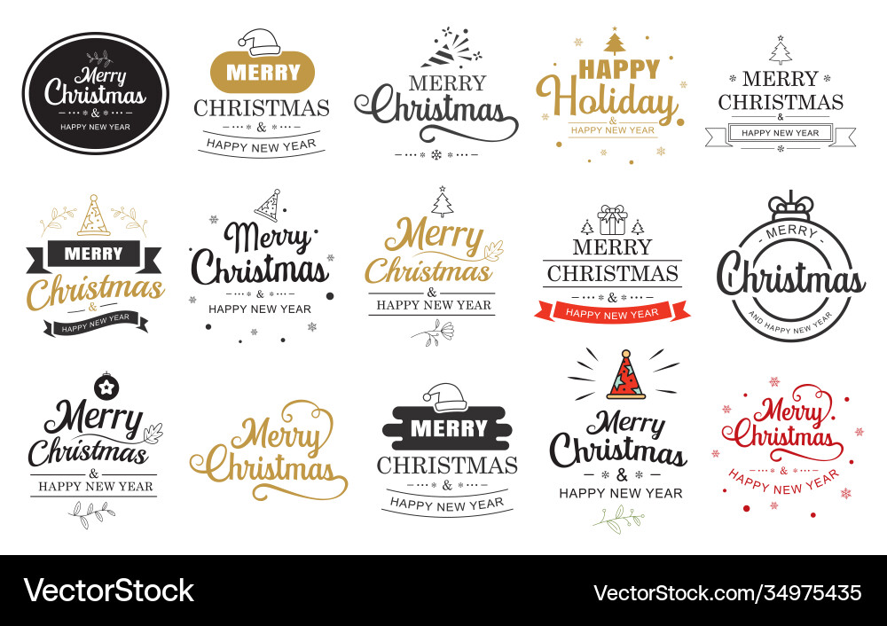 Merry christmas and happy new year typography Merry christmas and happy new year typography vector image