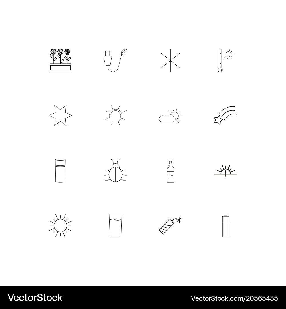 Nature simple linear icons set outlined Vector Image