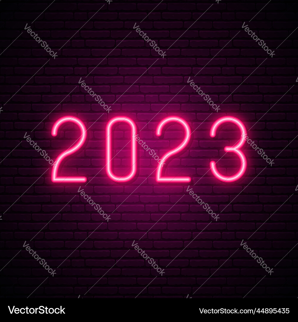 Neon 2023 Sign - Bright Pink Numbers Vector Image