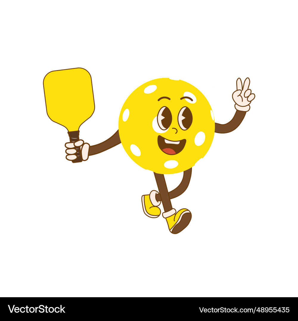 Pickleball cartoon character with racket for any Vector Image
