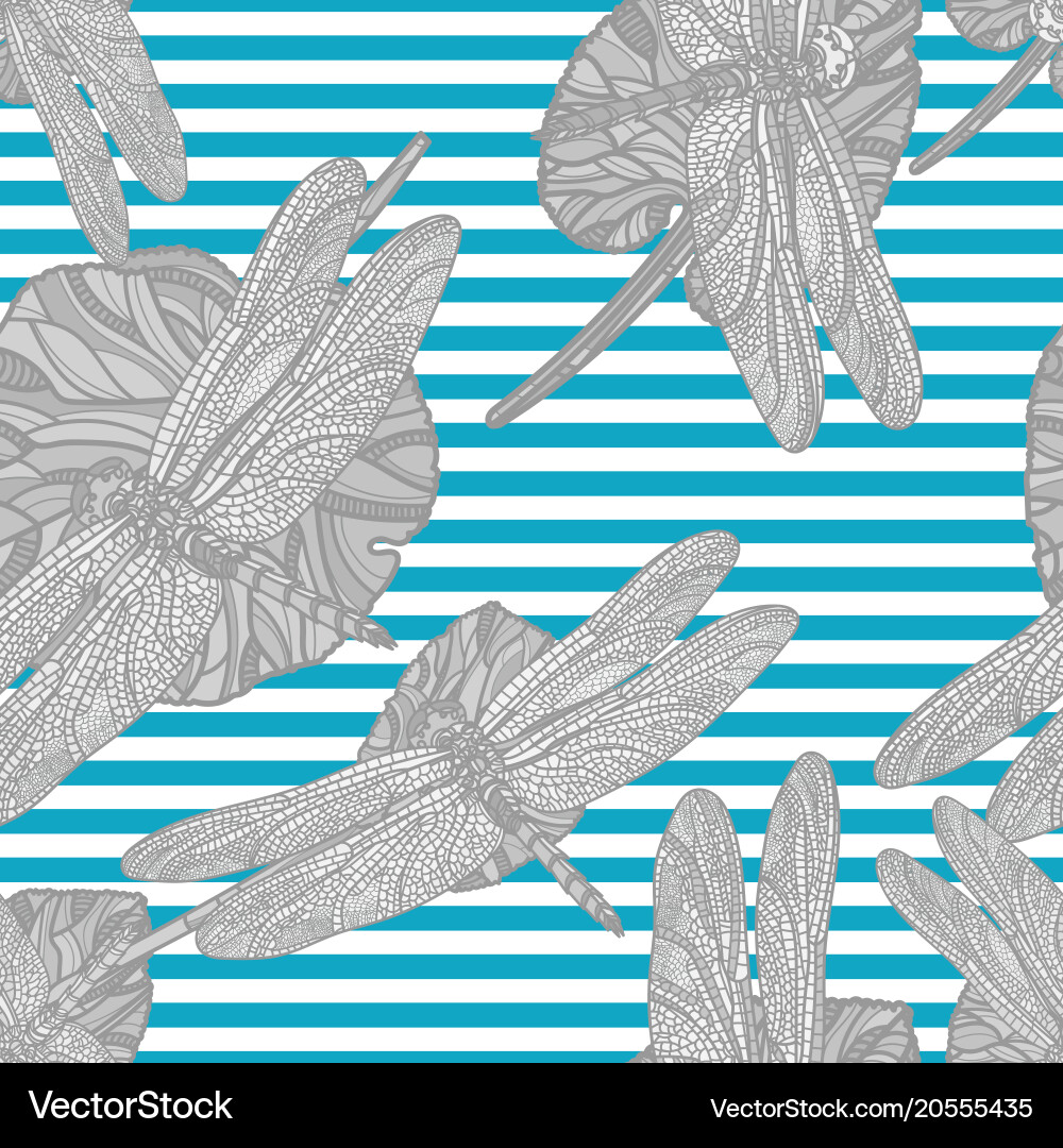 Seamless pattern with dragonfly Vector Image