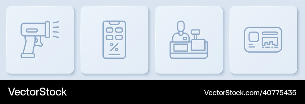 Set line scanner scanning bar code cashier Vector Image