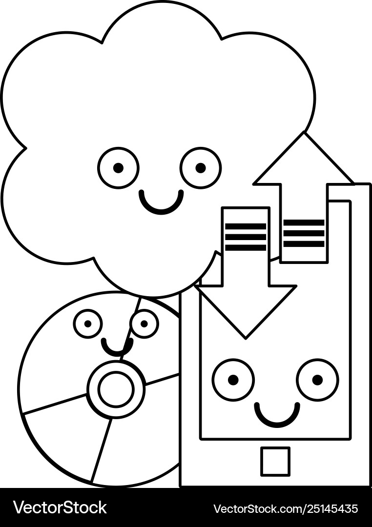 Smartphone and cloud computing with cd rom Vector Image