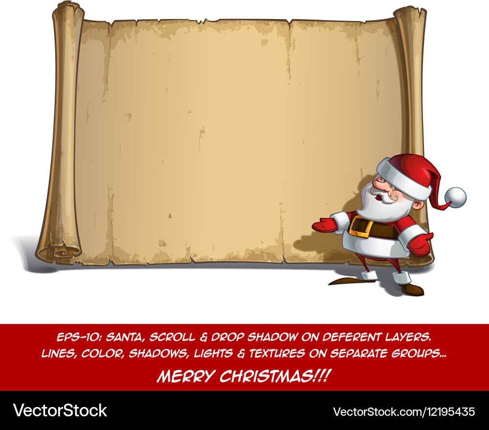 Smiling Santa with Scroll vector image