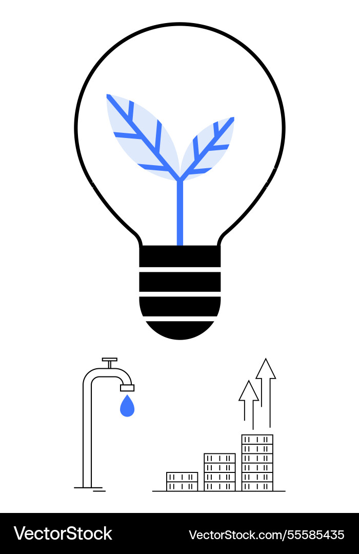 Sustainable growth concept with plant inside light Sustainable growth concept with plant inside light vector image