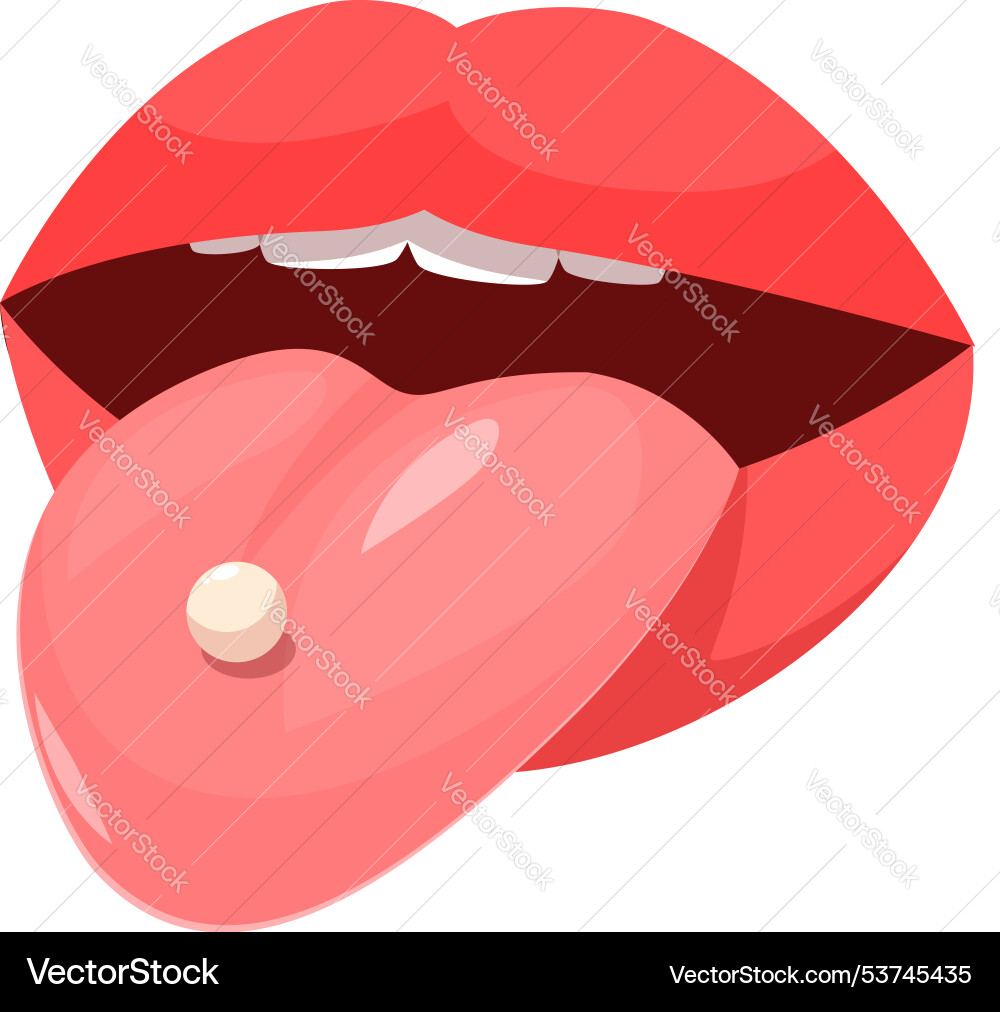 Tongue showing piercing with open mouth and red Tongue showing piercing with open mouth and red vector image