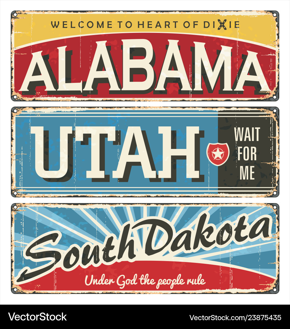 Vintage tin sign collection with us Vintage tin sign collection with us vector image