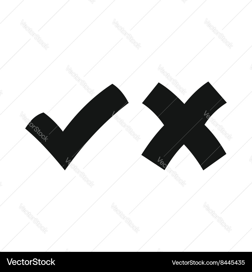 Yes no check marks icon simple style vector image